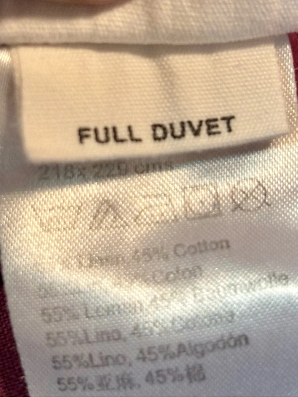 Anthropologie Raspberry Linen Bland Raw Border Shell Buttons Full Duvet Cover